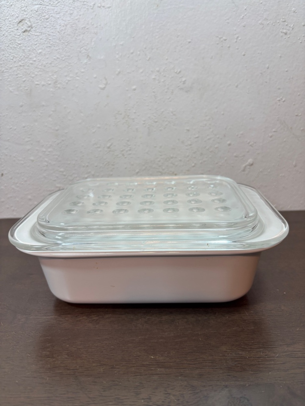 Vintage Corning ware White with Bubble Glass Covered Bake Dish